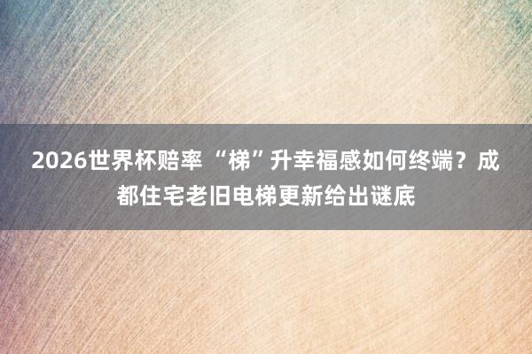 2026世界杯赔率 “梯”升幸福感如何终端?成都住宅老旧电梯更新给出谜底