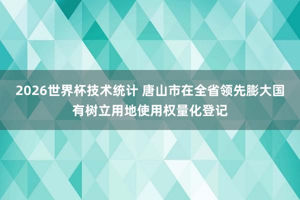 2026世界杯技术统计 唐山市在全省领先膨大国有树立用地使用权量化登记