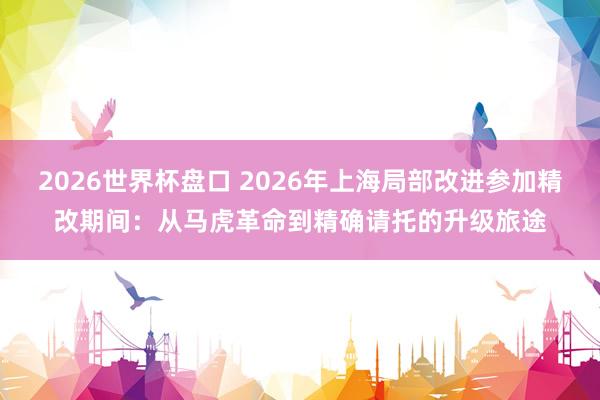 2026世界杯盘口 2026年上海局部改进参加精改期间:从马虎革命到精确请托的升级旅途