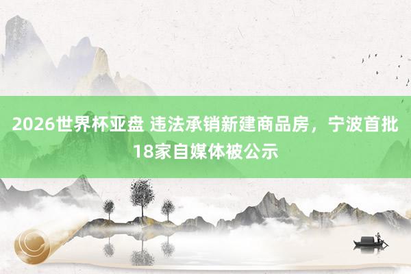 2026世界杯亚盘 违法承销新建商品房，宁波首批18家自媒体被公示