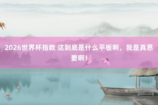 2026世界杯指数 这到底是什么平板啊，我是真思要啊！