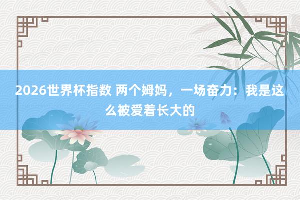 2026世界杯指数 两个姆妈,一场奋力:我是这么被爱着长大的