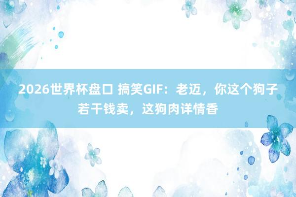 2026世界杯盘口 搞笑GIF：老迈，你这个狗子若干钱卖，这狗肉详情香