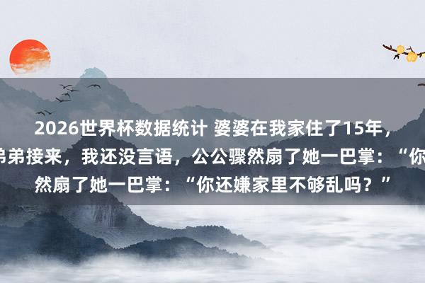 2026世界杯数据统计 婆婆在我家住了15年,骤然说要把她瘫痪的弟弟接来,我还没言语,公公骤然扇了她一巴掌:“你还嫌家里不够乱吗?”