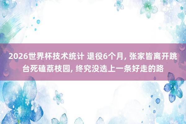 2026世界杯技术统计 退役6个月, 张家皆离开跳台死磕荔枝园, 终究没选上一条好走的路