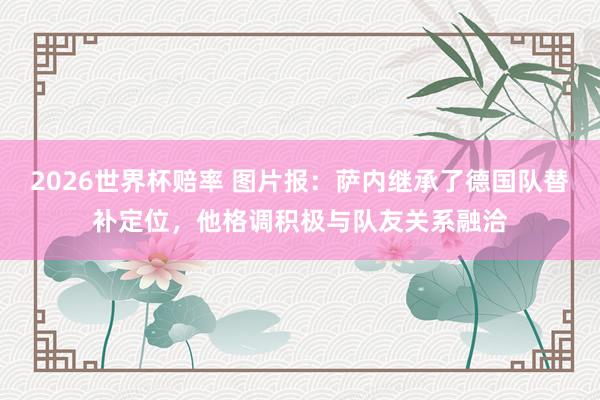2026世界杯赔率 图片报：萨内继承了德国队替补定位，他格调积极与队友关系融洽