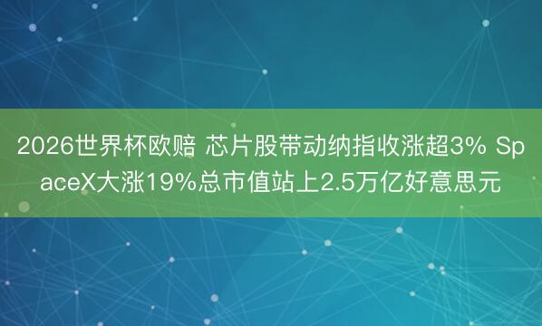 2026世界杯欧赔 芯片股带动纳指收涨超3% SpaceX大涨19%总市值站上2.5万亿好意思元