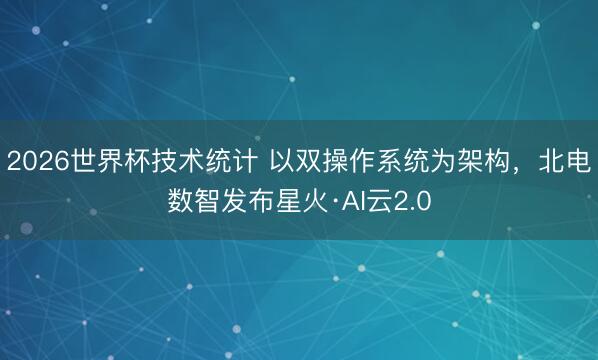 2026世界杯技术统计 以双操作系统为架构，北电数智发布星火·AI云2.0