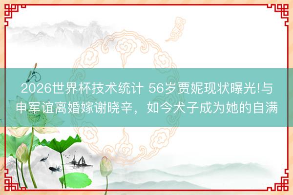 2026世界杯技术统计 56岁贾妮现状曝光!与申军谊离婚嫁谢晓辛,如今犬子成为她的自满